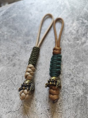 Hand Made Set 2 Pieces Paracord Knife Lanyard with Predator Beads