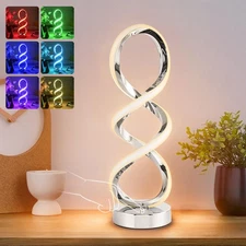 Adebime Modern Spiral RGB Table Lamp, Touch Dimmable Bedside Lamp, 7 Colors 1...