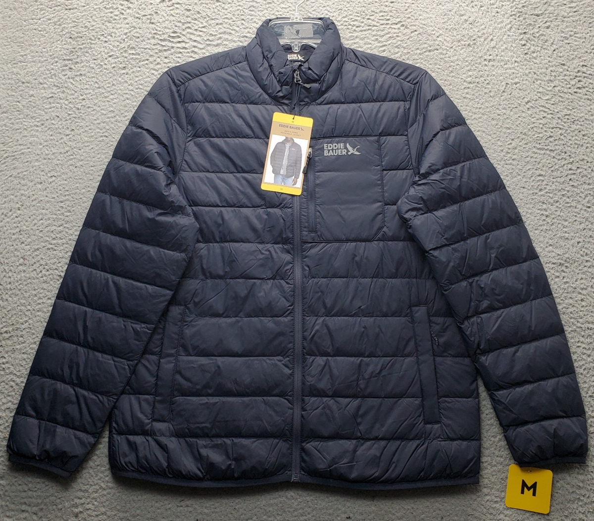 Eddie Bauer 650 Down Packable Travel Jacket Men Medium Navy