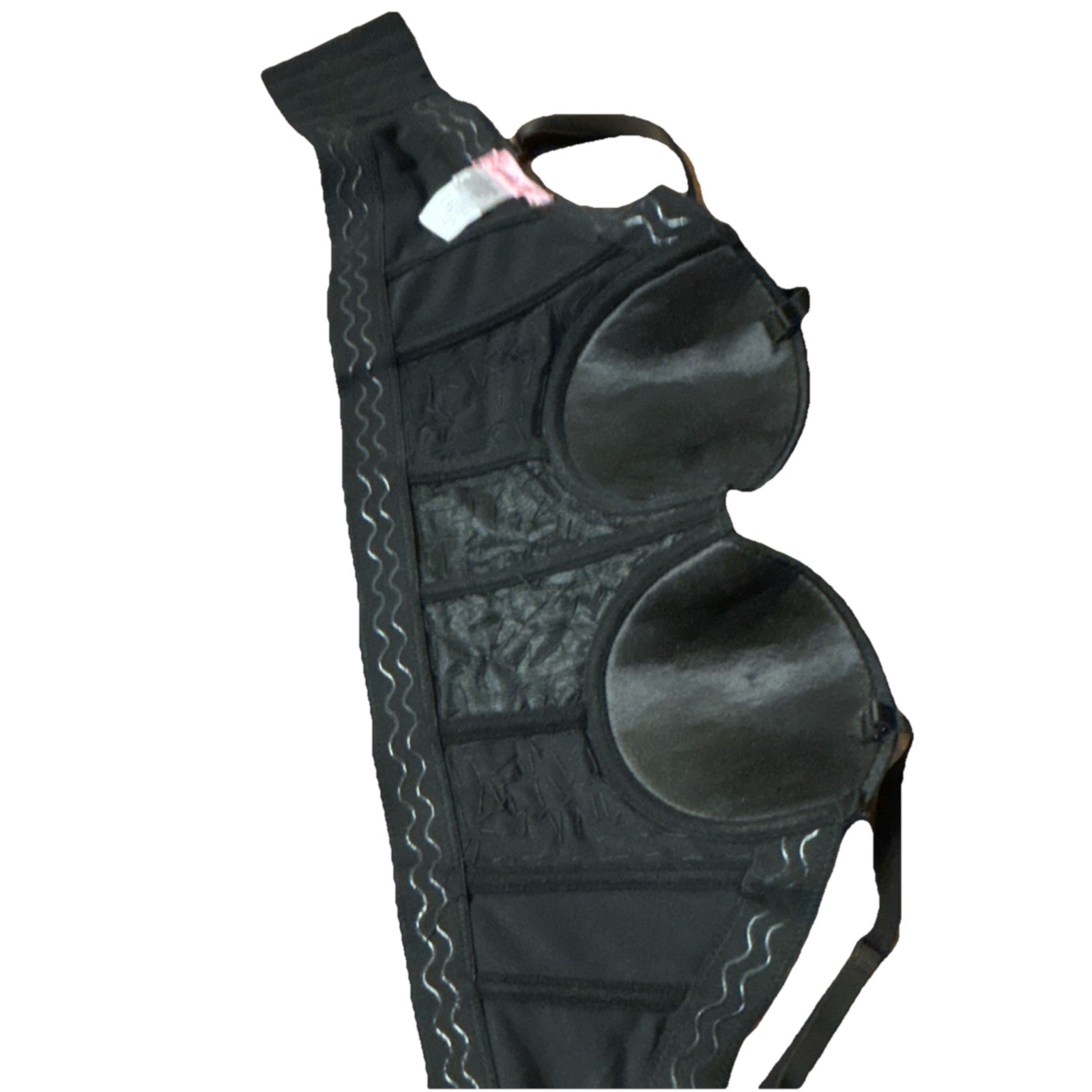 Black Beaded Bustier Top Solid Opaque Pattern Bra… - image 5