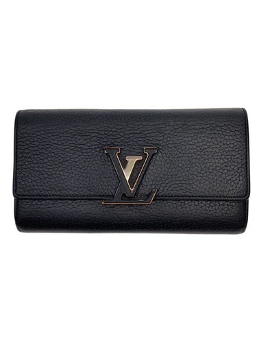 Louis Vuitton Long Wallet Portefeuille Capcine Parnacea Leather BLK Women Used