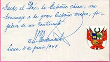 José Luis Bustamante y Rivero autograph note signed