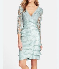 Adrianna Papell Dress Green Mint 4 Tiered Party Wedding Cruise Event NWT