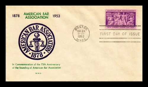 US COVER AMERICAN BAR ASSOCIATION 75TH ANNIVERSARY FDC SCOTT 1022 GRANDY CACHET