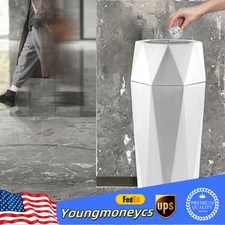 Free Standing Trash Can Commercial Silver Garbage Can Indoor Steel Trash Can