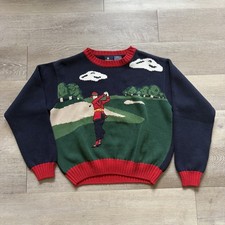 Vintage 90s Liz Claiborne Lizsport Golfer Crewneck Embroidered Sweater Womens Sm