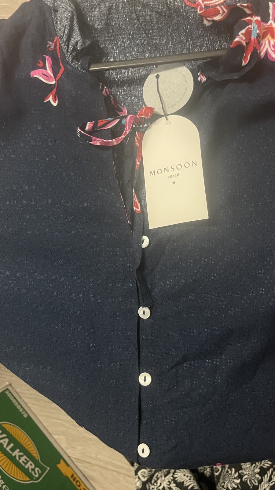 Monsoon Kayla Printed Dobby Blouse shirt Navy Size Medium RRP £58.99 New QVC image 6