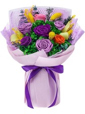Forever Flowers for Delivery, Preserved Flowers Bouquet,Eteranl Rose,Purple ...