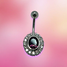316L Surgical Steel 14G CZ Cubic Zirconia Stone Belly Ring Bar Length 12mm