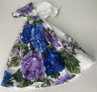 Vintage Barbie Handmade Long  Dress Large Purple & Blue Flowers 1960's 1970’s