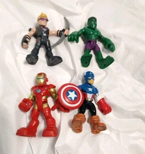Lot Of 4 Playskool Heroes Marvel Avengers Hulk Iron Man Captain America Ty53
