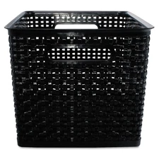 Advantus Weave Bins, 13 7/8 x 10 3/4 x 8 3/4, Plastic, Black, 2 Bins