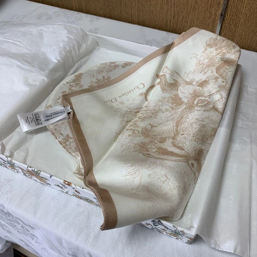 Christian Dior Visière en Soie avec Foulard Femme Chapeau d'été Rose Beige 33,5 Pouces