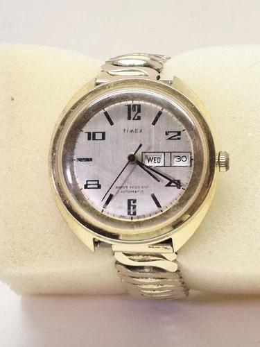 Vintage Men's Timex 48851 Gold Tone Easy Reader Automatic Watch Tested Working