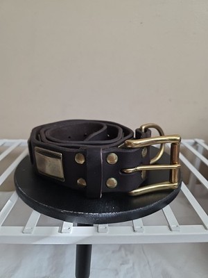 Dean & Tyler 37  Belt  Premium Leather  Do Black w/ Brass And Bag For Large Dogs