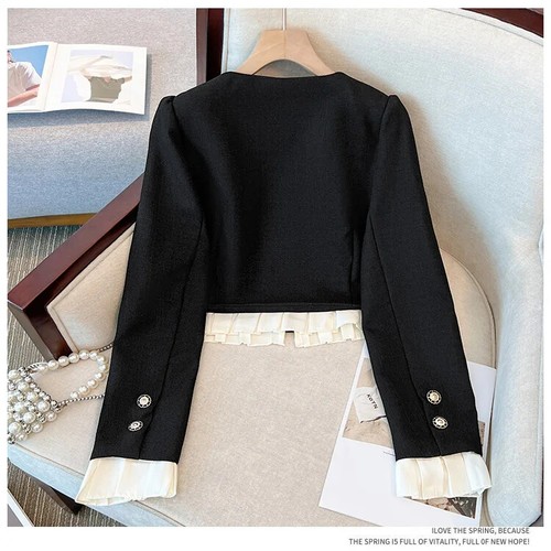 Autumn Winter French Tweed 2Piece Set Short Jacket Coat + Woven Long Skirt Suits - Picture 10 of 19