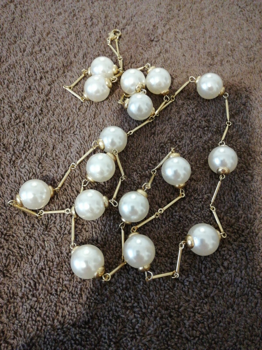 Grand Collier Sautoir Imitation Perles De Culture - Bijou Fantaisie élégant - Occasion
