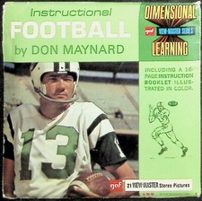 Instructional Football With Don Maynard 3d View-Master 3 Reel Packet Full Color
