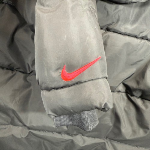 Nike Puffer Jacket Full Zip Winter Coat Padded Hooded Black Red XL - Picture 11 of 12