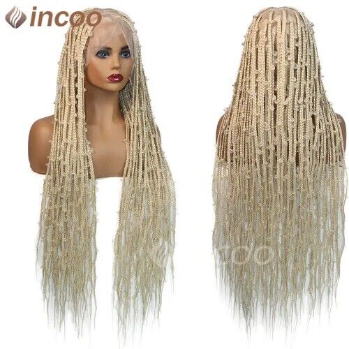 36 Inches Synthetic Lace Braided Wigs Butterfly Braids Lace Wig For Black Women - Picture 10 of 23
