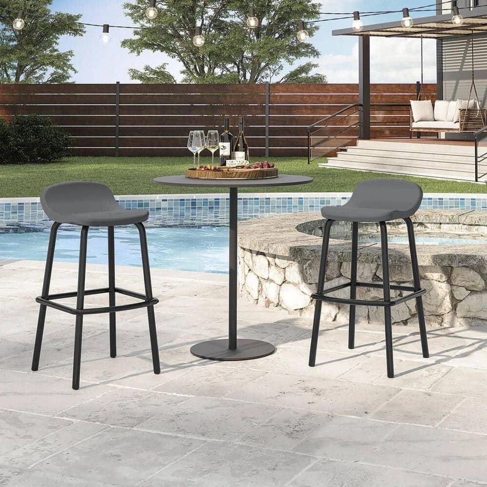Suncast Outdoor Patio Bar Stool Lightweight Design Metal-Frame Black (2-Pack) - Image 2 of 4