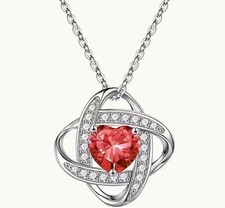 Elegant Birthstone Love Knot Pendant Necklace, Jewelry Gift for Women, Teens