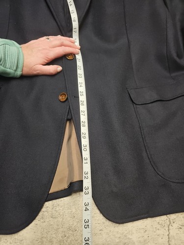 IBIZA Mens 46L Long Blue Jacket Blazer 100% Wool Removable Quilted Lining NICE - Picture 18 of 20