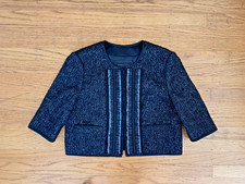 225 New BCBG MAXAZRIA Campbell Womens M black textured cropped jacket blazer