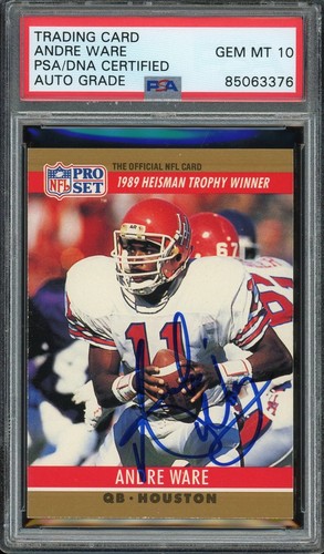 Andre Ware Signed 1990 Pro Set Heisman Winner #19 RC – Auto Graded 10 (PSA) - Ro
