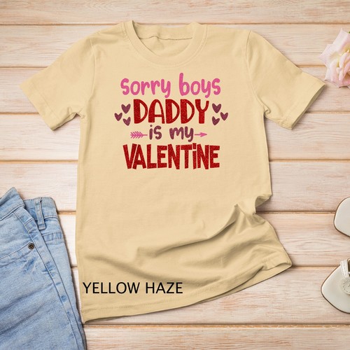 Kids Sorry Boys Daddy Is My Valentine Day Gift For Baby Girl Unisex T-shirt - Picture 15 of 15