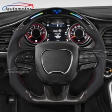 Colored LED Carbon Fiber Steering Wheel Fit 15+ Dodge Challenger Charger Durango