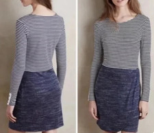 Anthropologie Dolan Left Coast Mixed Stripe Wrap Dress Women's Size Small