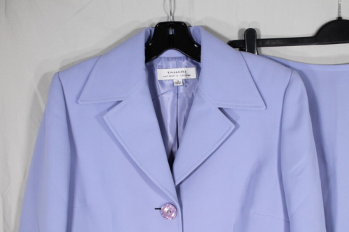 TAHARI Lilac GABERDINE 3-Buttons ZIP BACK Jacket/Pencil Skirt SUIT SET Sz 10 - Picture 2 of 6