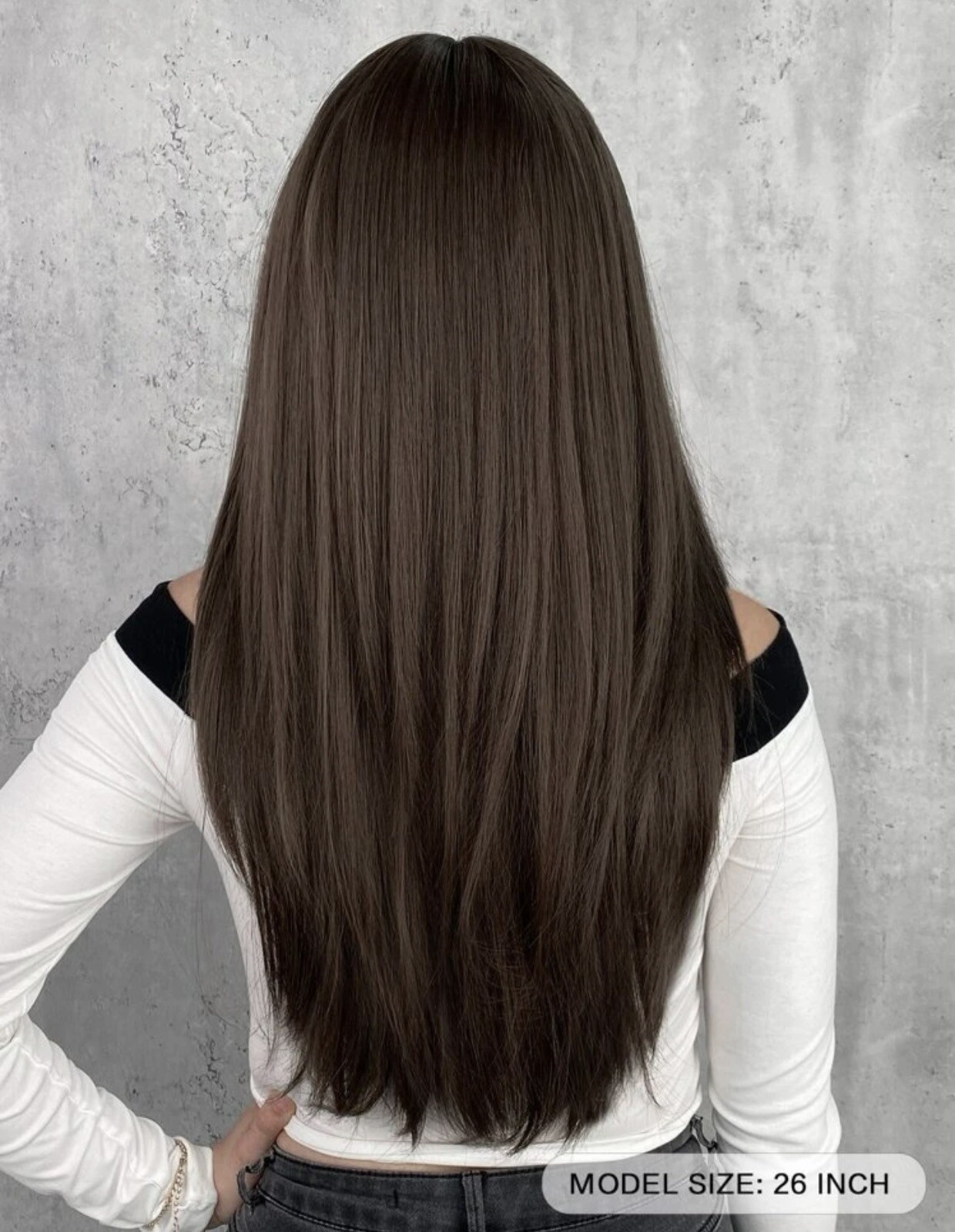 Perruque synthétique marron coupe droite pour changer de look en soirée - 3
