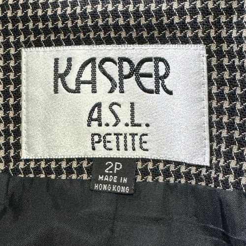 Kasper A.S.L. Petite Blazer Black White Houndstooth Size 2P Vintage 1990s - Picture 9 of 9