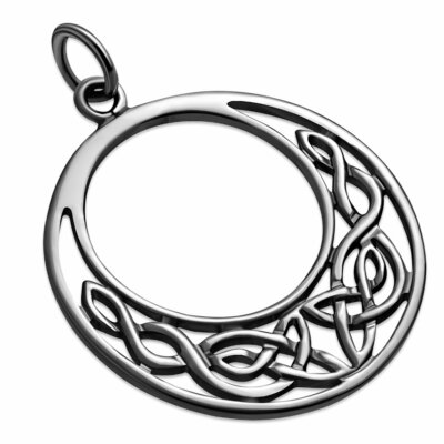 Round Celtic Knot Silver Pendant, Plain Solid Silver