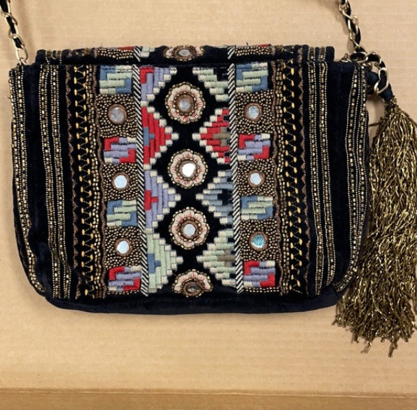 Zara Patterned Beaded Handbag - image 2