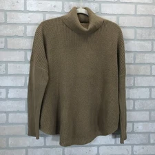 MICHAEL Michael Kors Turtleneck Sweater Wms L Khaki Brown Waffle Knit MSRP $150