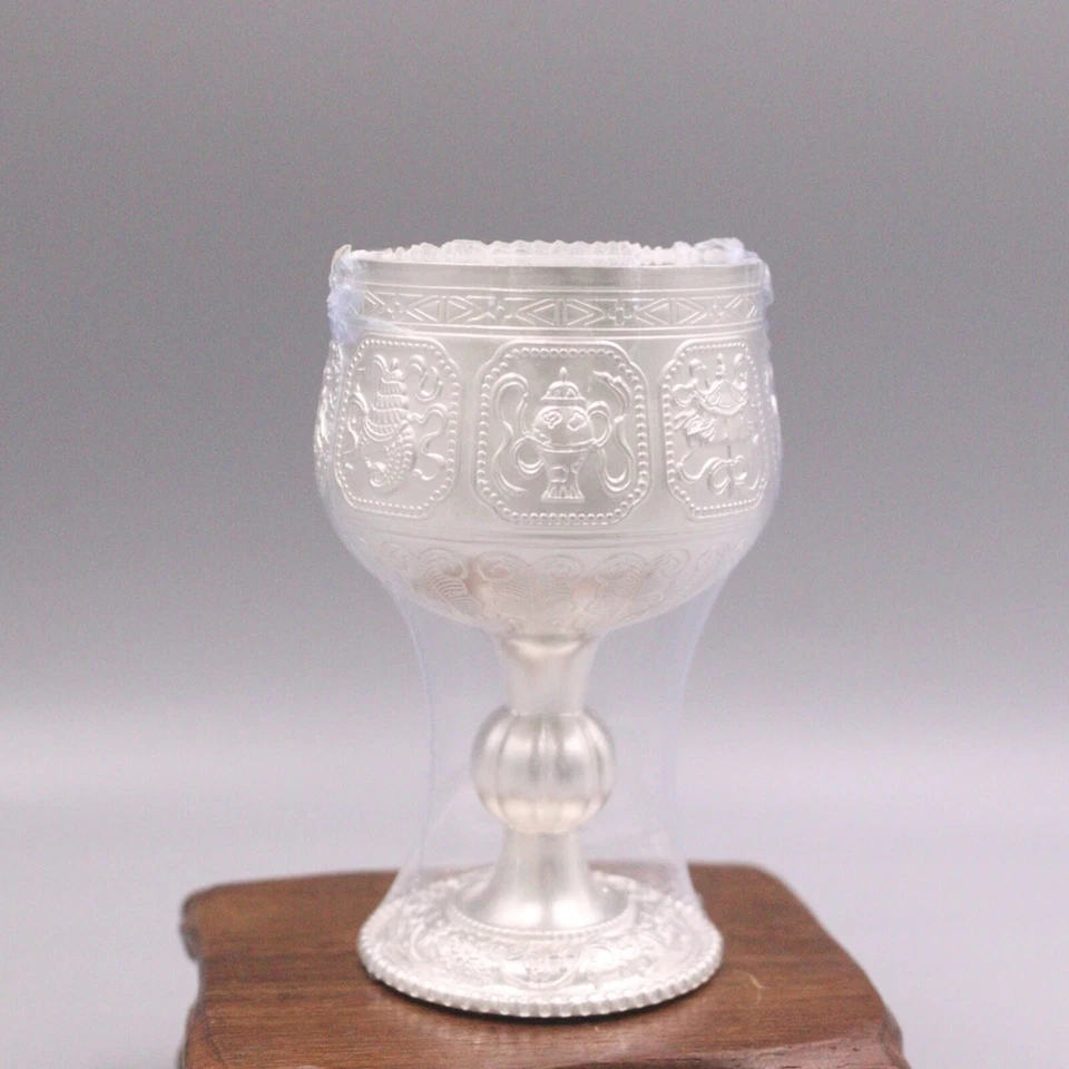 Sterling Silver Wine Cup Lucky Gift Eight Pattern Flagon Cup - Image 3 of 4