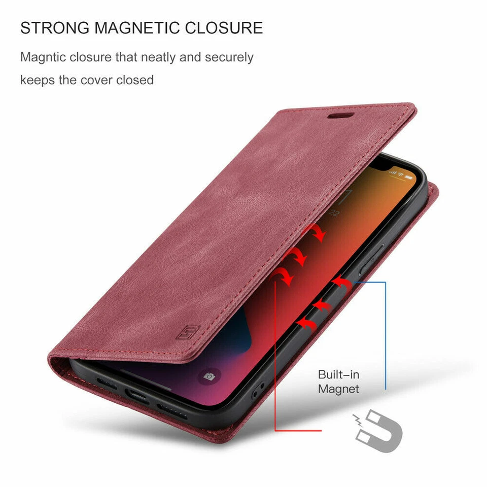PU Leather Wallet Flip Case Cover For iPhone 14 Plus 13 Pro Max 12 11 Pro 14 - Image 3 of 4