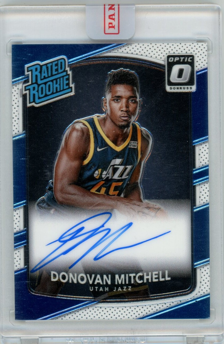 2017-18 Panini Donruss Optic #188 Donovan Mitchell On Card Auto RC Jazz