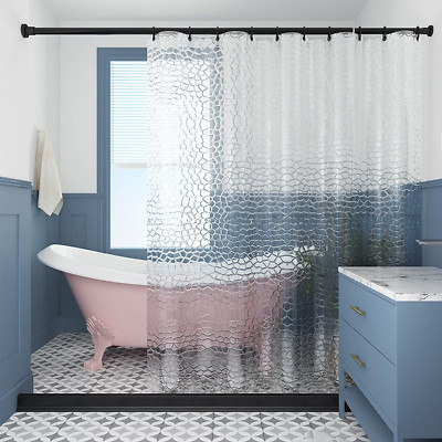 EVA Shower Curtain Liner, 72x72 Clear with 3D Water Cube Design & Weighted Magne