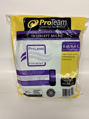 Proteam 107314 Intercept Micro Filter Bag, Open Collar, Fits Triangular 6 Qt.