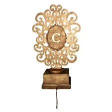Monogram Scroll Pedestal Stocking Ornament Holder Gold Personalized Hanger Hook