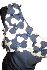 Twenty-One Dusky Blue 3D Flowered One Shoulder Bodycon Dress Size M Women's NEW