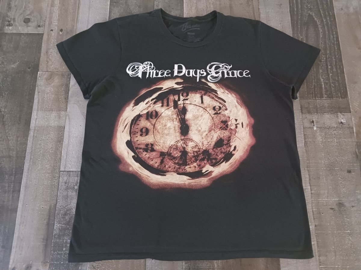 Three Days Grace Clock Black Women's Cotton T-shirt Bravado XL | eBay
