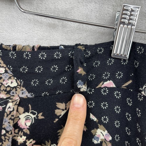 Vintage 90s Womens M Floral Patchwork Print Rayon A-line Midi Skirt Flowy Grunge - Picture 5 of 12