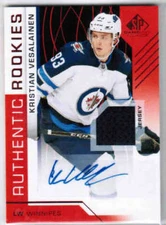 18/19 2018 SP GAME USED KRISTIAN VESALAINEN ROOKIE RED JERSEY AUTO WINNIPEG JETS