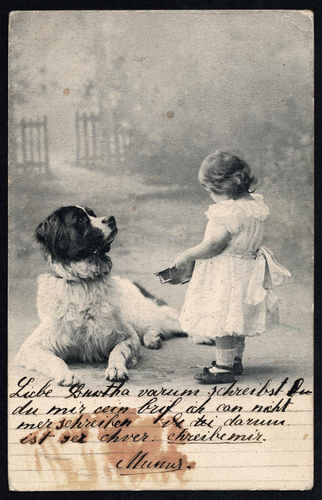 1904 Postcard, Girl with Dog, Russia to Switzerland, 10k Blue, Adelboden - Picture 2 of 3