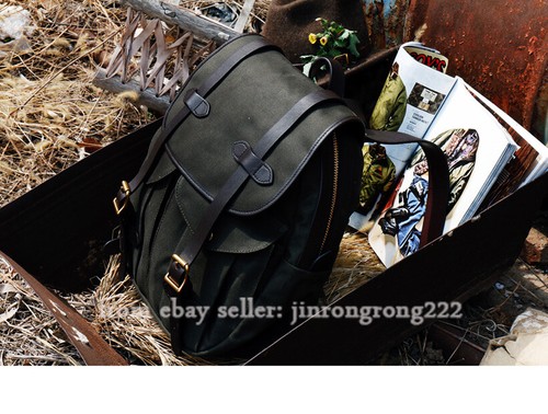 American Vintage 70262 Backpack Canvas Bag Cowhide Shoulder Strap - Picture 5 of 24
